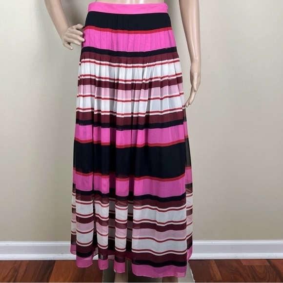 NEW VALENTINO GARAVANI STRIPED SILK MIDI SKIRT - Picture 2 of 13